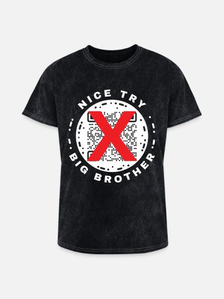 Nice Try Big Brother Privacy QR Code Design - Washed Unisex T-Shirt - mineral black