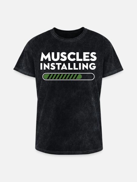 Muscles Installing Progress - Washed Unisex T-Shirt - mineral black