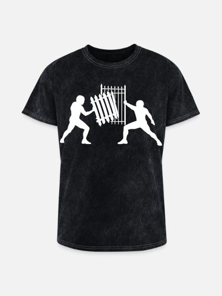 Gate Push Duel Silhouette - Washed Unisex T-Shirt - mineral black