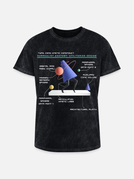 Retro Futuristic Cone Kinetic Construct T-shirt - Washed Unisex T-Shirt - mineral black