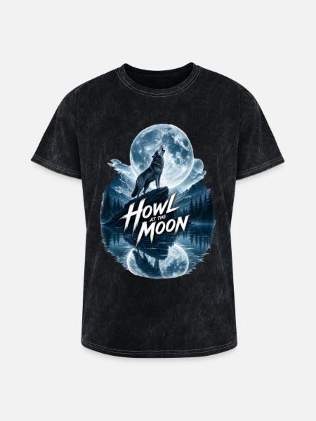 Howl Moon Wolf - Washed Unisex T-Shirt - mineral black