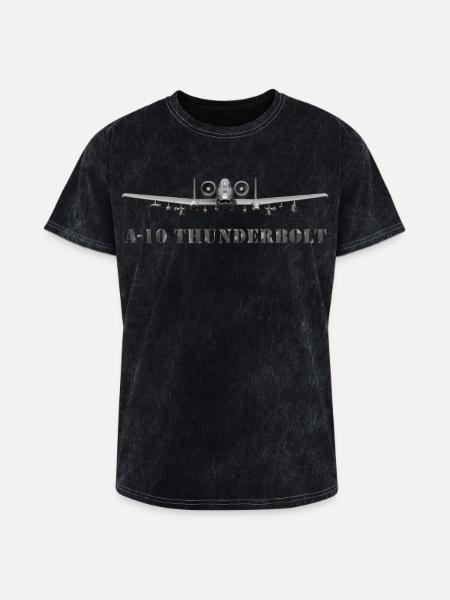 A10 Thunderbolt Frontline Print - Washed Unisex T-Shirt - mineral black