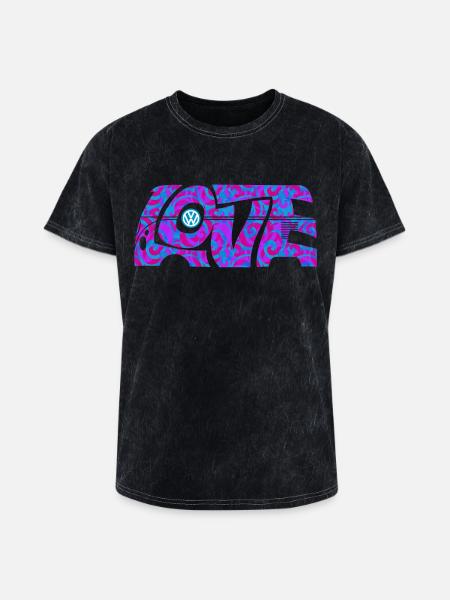 Volkswagen VW T1 Camper Love With VW logo - Washed Unisex T-Shirt - mineral black