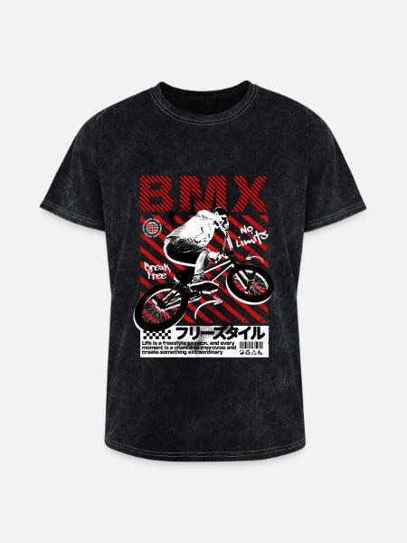 BMX No Limits Neon Stripes - Washed Unisex T-Shirt - mineral black