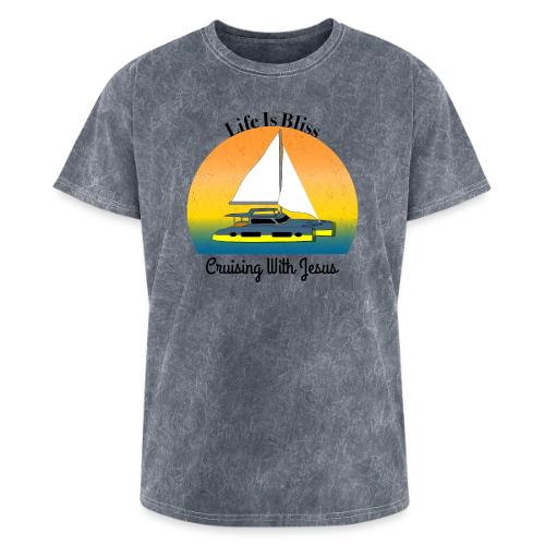 Life Is Bliss –Cruising With Jesus Sailboat Sunset - Washed Unisex T-Shirt