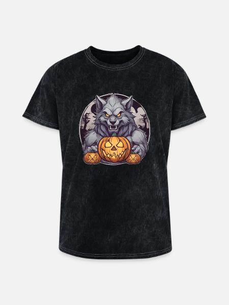 Halloween Werewolf Pumpkin - Washed Unisex T-Shirt - mineral black
