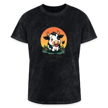 Cows Before Brows Funny Quote - Washed Unisex T-Shirt - mineral black - Front
