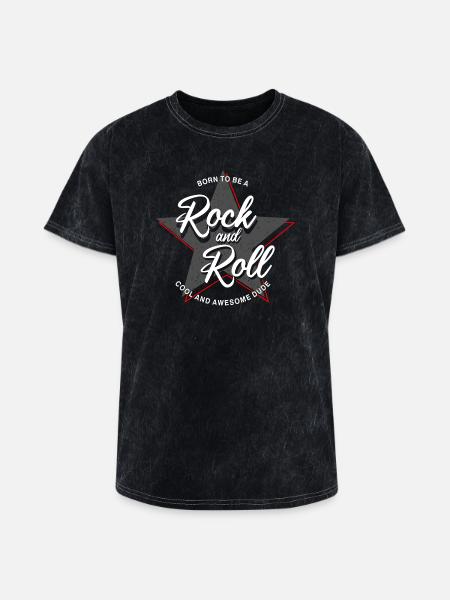 Born to Rock and Roll Star Design - Washed Unisex T-Shirt - mineral black
