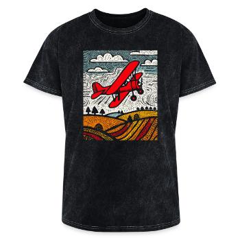 RetroAir Field Flight - Washed Unisex T-Shirt - mineral black - Front