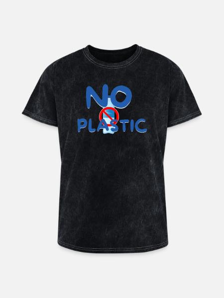 NO PLASTIC - Washed Unisex T-Shirt - mineral black