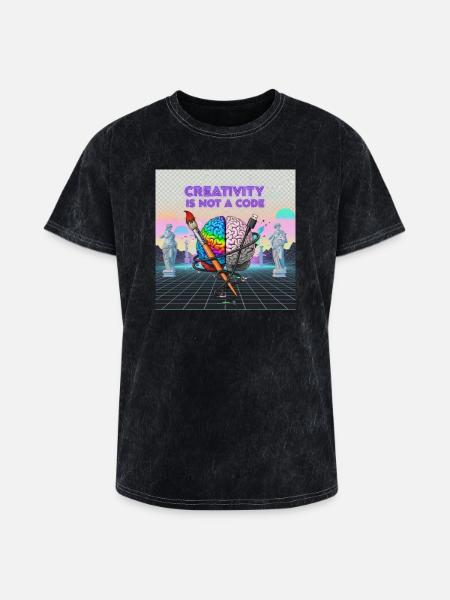 Brainbrush Neon: Creativity Unplugged - Washed Unisex T-Shirt - mineral black