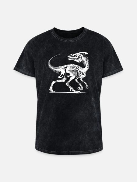 Dinosaur Raptor With Spine Bone - Washed Unisex T-Shirt - mineral black
