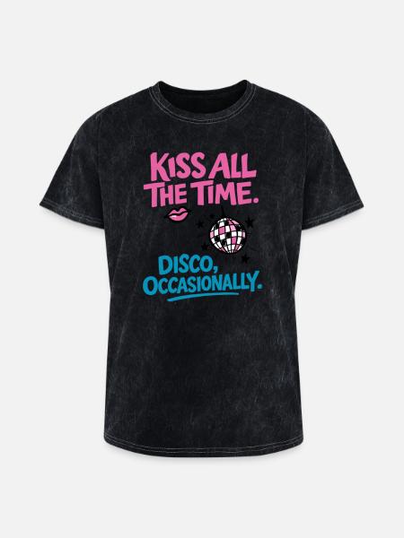 Kiss all the time - Washed Unisex T-Shirt - mineral black