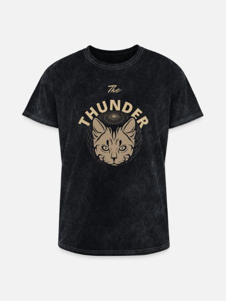 Solar Feline Emblem - Washed Unisex T-Shirt - mineral black