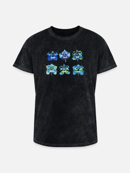 Fu Dog Faces - Washed Unisex T-Shirt - mineral black