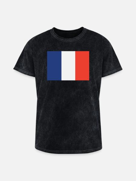 Vertical French Flag Trio - Washed Unisex T-Shirt - mineral black