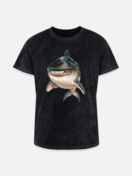 Tiger Shark - Washed Unisex T-Shirt - mineral black