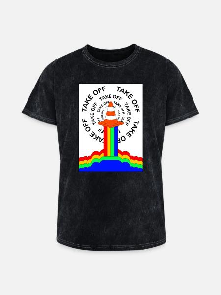 Safety Cone Rocket Rainbow Smoke Funny - Washed Unisex T-Shirt - mineral black