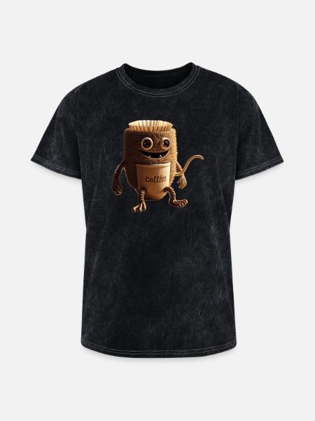 Coffee Monster - Washed Unisex T-Shirt - mineral black