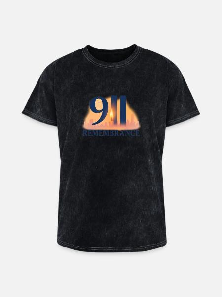 911 Remembrance Candle Skyline Design - Washed Unisex T-Shirt - mineral black
