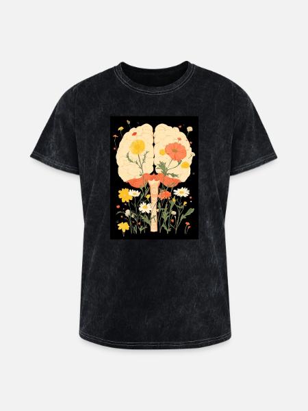 Blooming Mind - Washed Unisex T-Shirt - mineral black