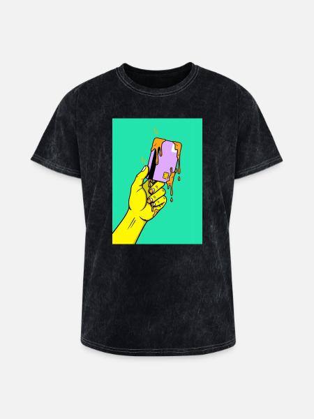 Melting Tech Pop Art Hand - Washed Unisex T-Shirt - mineral black