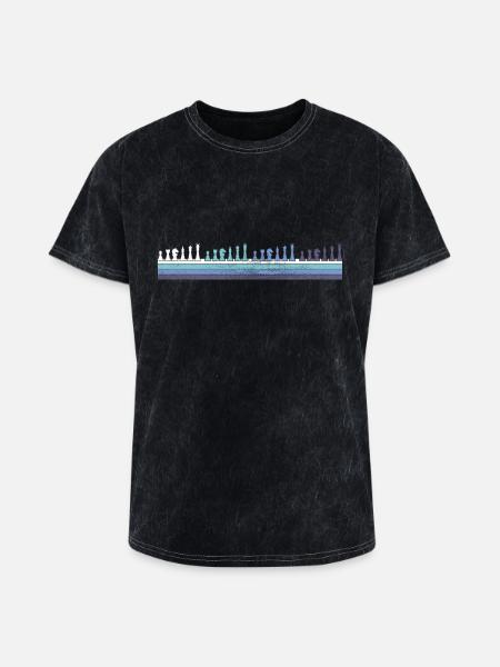 Gradient Chess Pieces Silhouette - Washed Unisex T-Shirt - mineral black