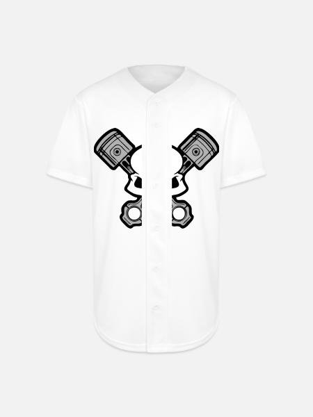 Skull and Pistons - Full Button Jersey - white