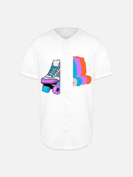 Roller Skating Skater - Full Button Jersey - white