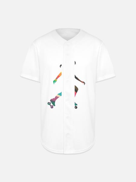 Roller Skating Girl - Full Button Jersey - white