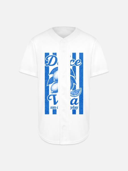 Italian Lemon, Summer Vibes Shirt, Vacation Tee - Full Button Jersey - white