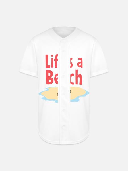 Life's a Beach Sandals Illustration - Full Button Jersey - white