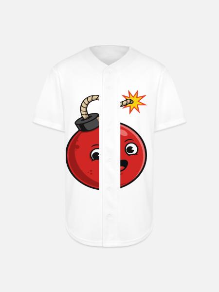 Playful Cartoon Bomb Design - Full Button Jersey - white