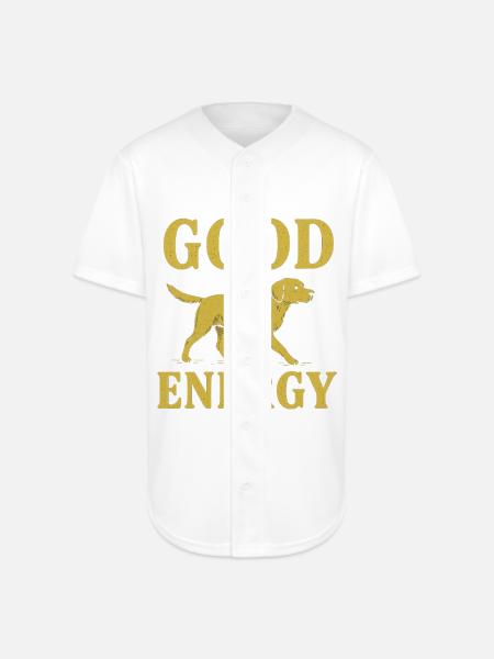 Good Energy Dog Illustration - Full Button Jersey - white