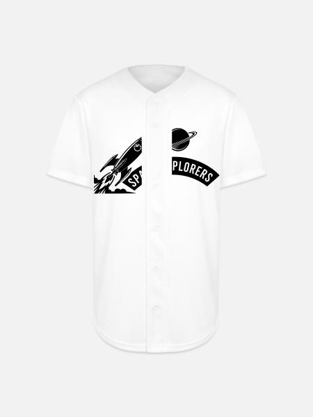 Space Explorers Logo - Full Button Jersey - white