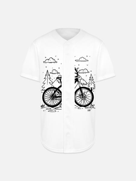 Mountain Biking Comic Style - Full Button Jersey - white