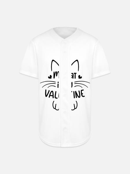 My Cat is My Valentines - Full Button Jersey - white