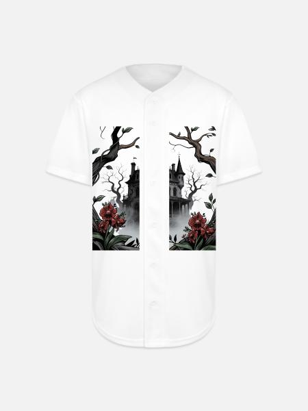 Gothic Manor in Mist - Full Button Jersey - white