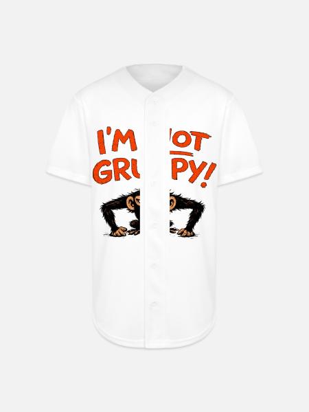 I'm Not Grumpy Monkey - Full Button Jersey - white