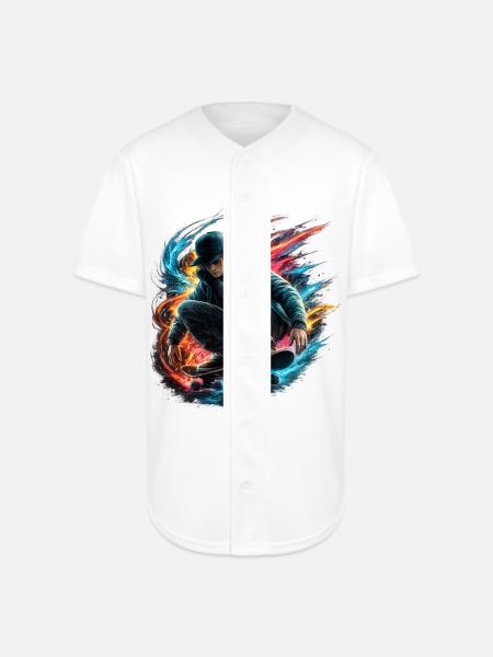 Neon Splash Skate Rider - Full Button Jersey - white
