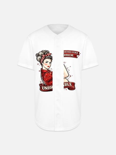 Unbreakable Polycythemia Vera Warrior - Full Button Jersey - white