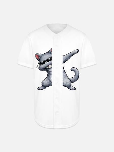 Dabbing Russian Blue Cat - Full Button Jersey - white