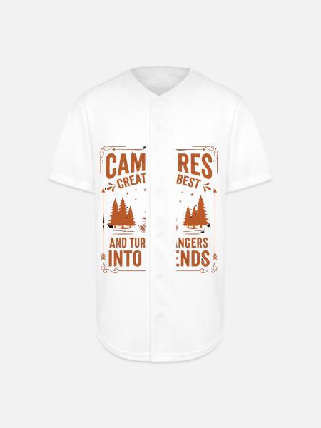 Campfires Turn Strangers Into Friends - Full Button Jersey - white