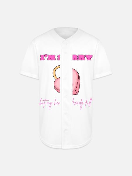 Pink Heart Lock Apology - Full Button Jersey - white