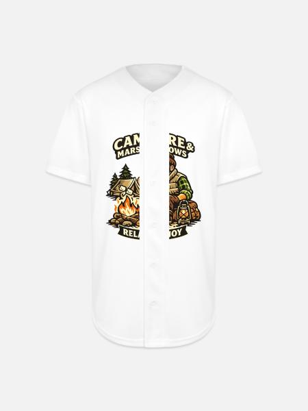 Campfire & Marshmallows Cozy Tee - Full Button Jersey - white