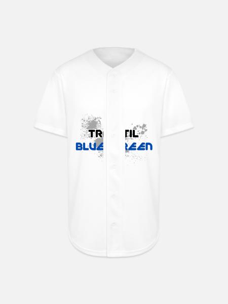 Blue Screen Glitch Splash - Full Button Jersey - white