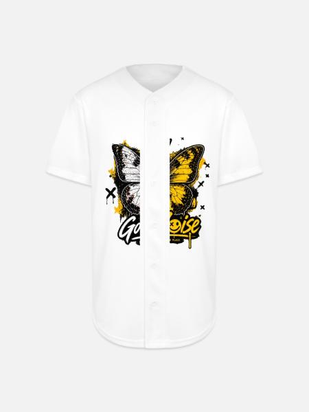 Butterfly Crown Graffiti - Full Button Jersey - white