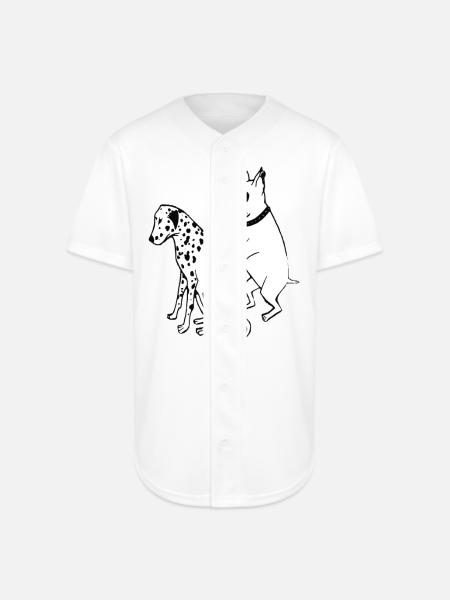 DALMATIAN DOG, TATTOO - Full Button Jersey - white