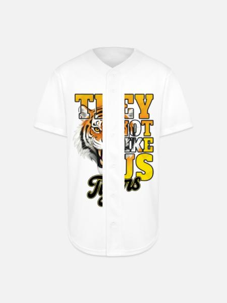 Tiger Fury Bold Text Tee - Full Button Jersey - white