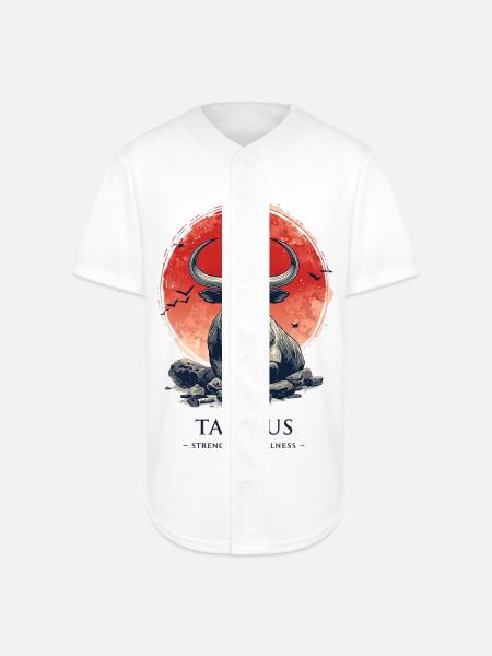Taurus Bull at Sunset Circle - Full Button Jersey - white